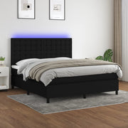 Box spring with mattress and black LED fabric 160x200 cm
