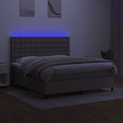 Boxspring Met Matras En Led Stof Taupe 160 x 200 cm Knopen