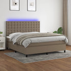 Boxspring Met Matras En Led Stof Taupe 160 x 200 cm Knopen