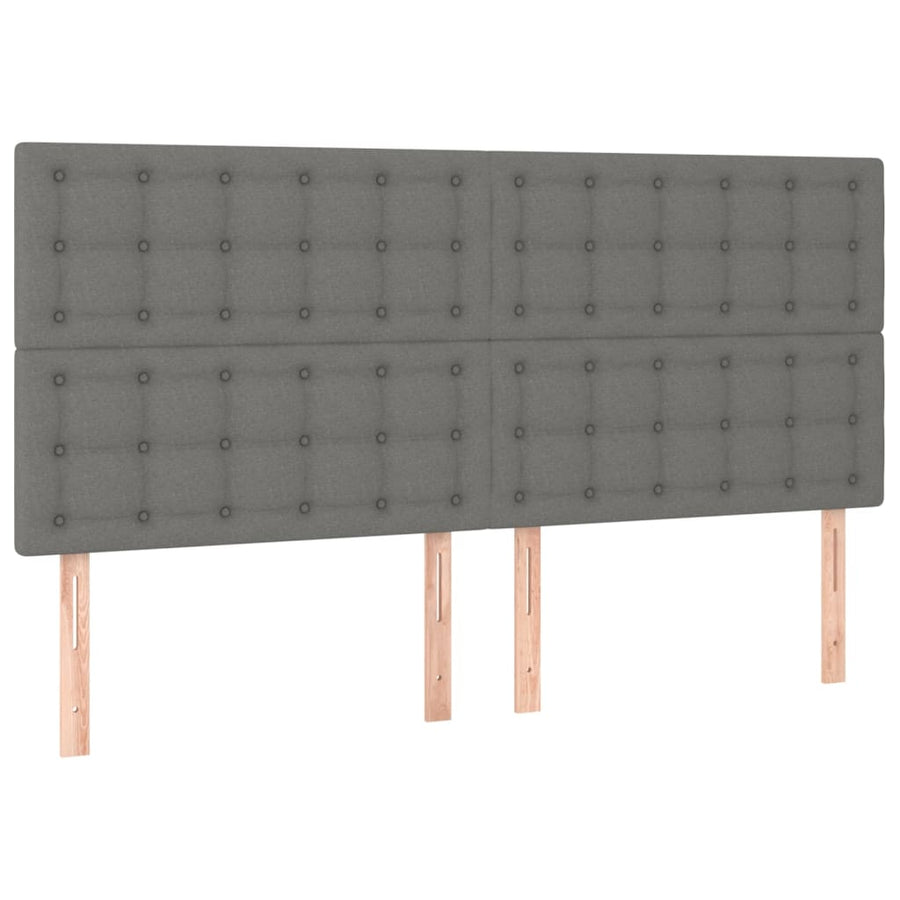 Boxspring Met Matras En Led Stof Donkergrijs 180X200 Cm 180 x 200 cm Knopen