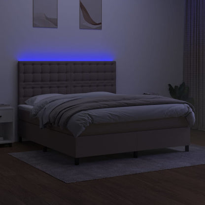 Boxspring Met Matras En Led Stof Taupe 180 x 200 cm Knopen