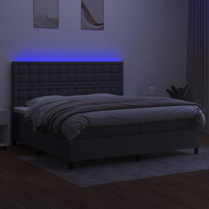 Boxspring Met Matras En Led Stof Donkergrijs 200 x 200 cm Knopen