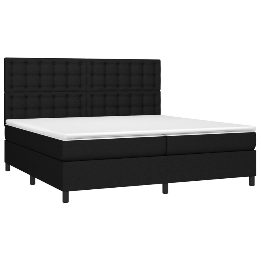 Boxspring Met Matras En Led Stof Zwart 200 x 200 cm Knopen