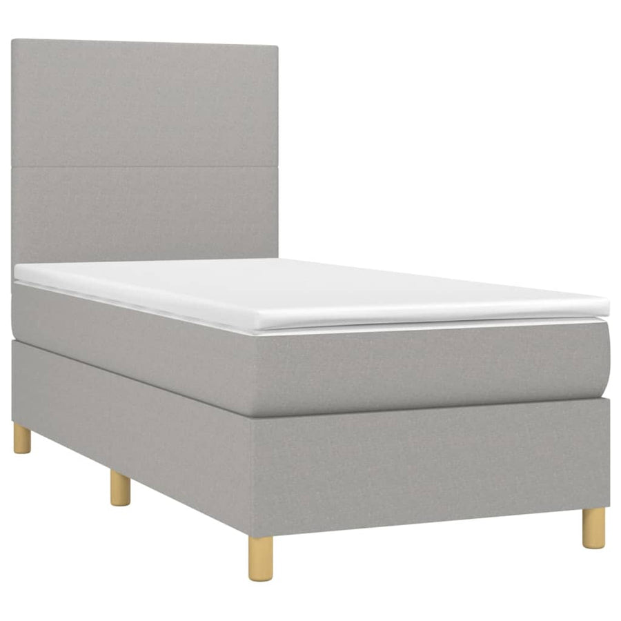 Boxspring Met Matras En Led Stof Lichtgrijs 80 x 200 cm Effen ontwerp