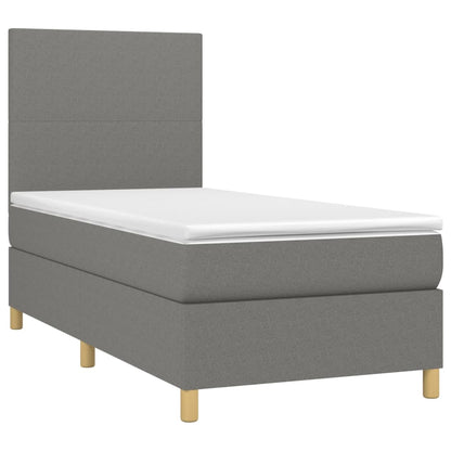 Boxspring Met Matras En Led Stof Donkergrijs 80 x 200 cm Effen ontwerp