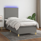 Boxspring Met Matras En Led Stof Donkergrijs 80 x 200 cm Effen ontwerp