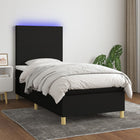 Boxspring Met Matras En Led Stof Zwart 90 x 190 cm Effen ontwerp