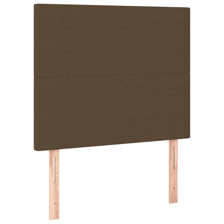 Boxspring met matras en LED stof donkerbruin 90x190 cm 90 x 190 cm Donkerbruin