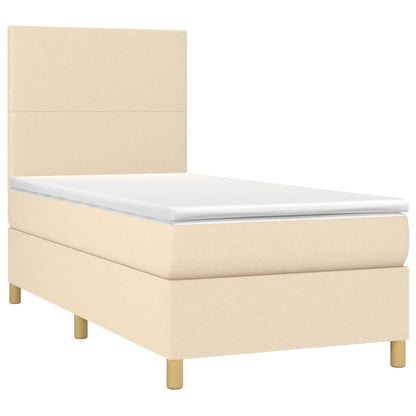 Boxspring met matras en LED stof crèmekleurig 90x190 cm 90 x 190 cm Crème