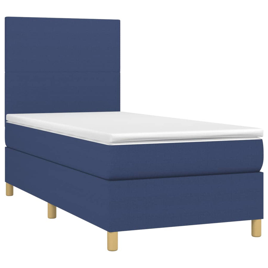 Boxspring Met Matras En Led Stof Blauw 90 x 190 cm Effen ontwerp