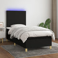 Boxspring met matras en LED stof zwart 90x200 cm