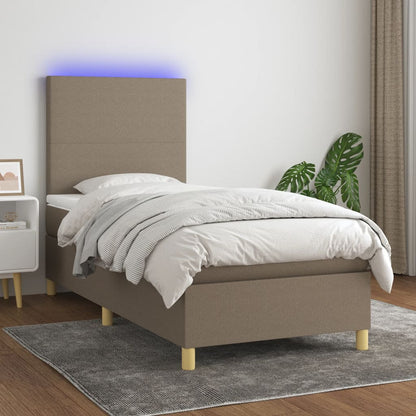 Boxspring met matras en LED stof taupe 80x200 cm 90 x 200 cm Taupe
