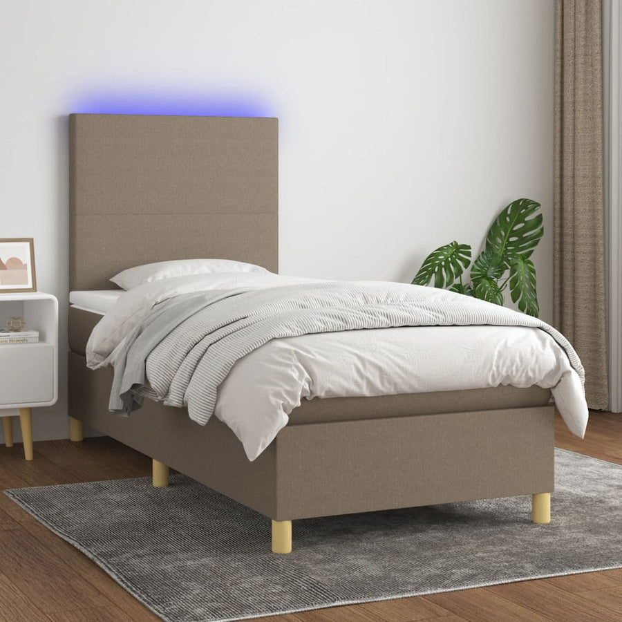 Boxspring met matras en LED stof taupe 80x200 cm 90 x 200 cm Taupe