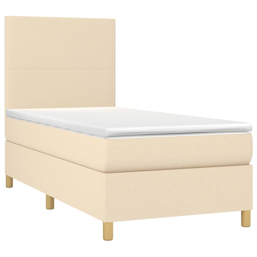 Boxspring met matras en LED stof crèmekleurig 80x200 cm 90 x 200 cm Effen ontwerp