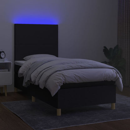 Boxspring Met Matras En Led Stof Zwart 100 x 200 cm Effen ontwerp