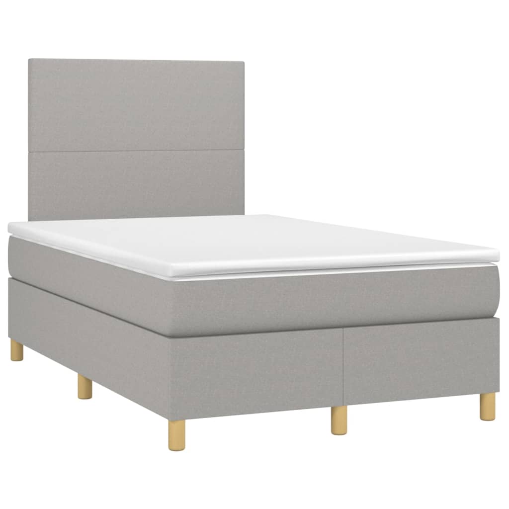 Boxspring Met Matras En Led Stof Lichtgrijs 120 x 200 cm Effen ontwerp