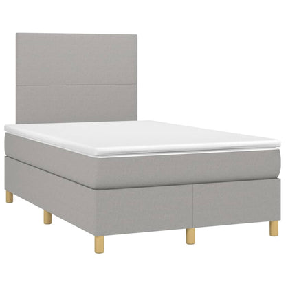Boxspring Met Matras En Led Stof Lichtgrijs 120 x 200 cm Effen ontwerp