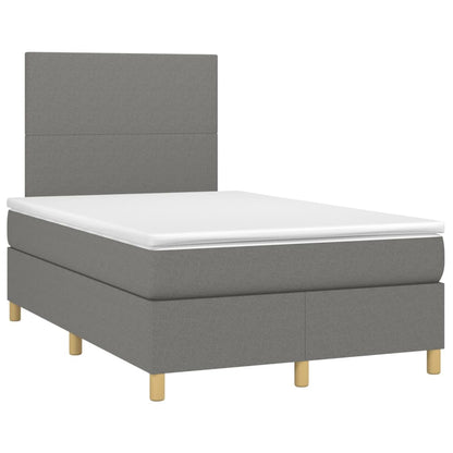 Boxspring Met Matras En Led Stof Donkergrijs 120 x 200 cm Effen ontwerp