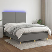 Boxspring 140x190 cm donkergrijs met matras en LED