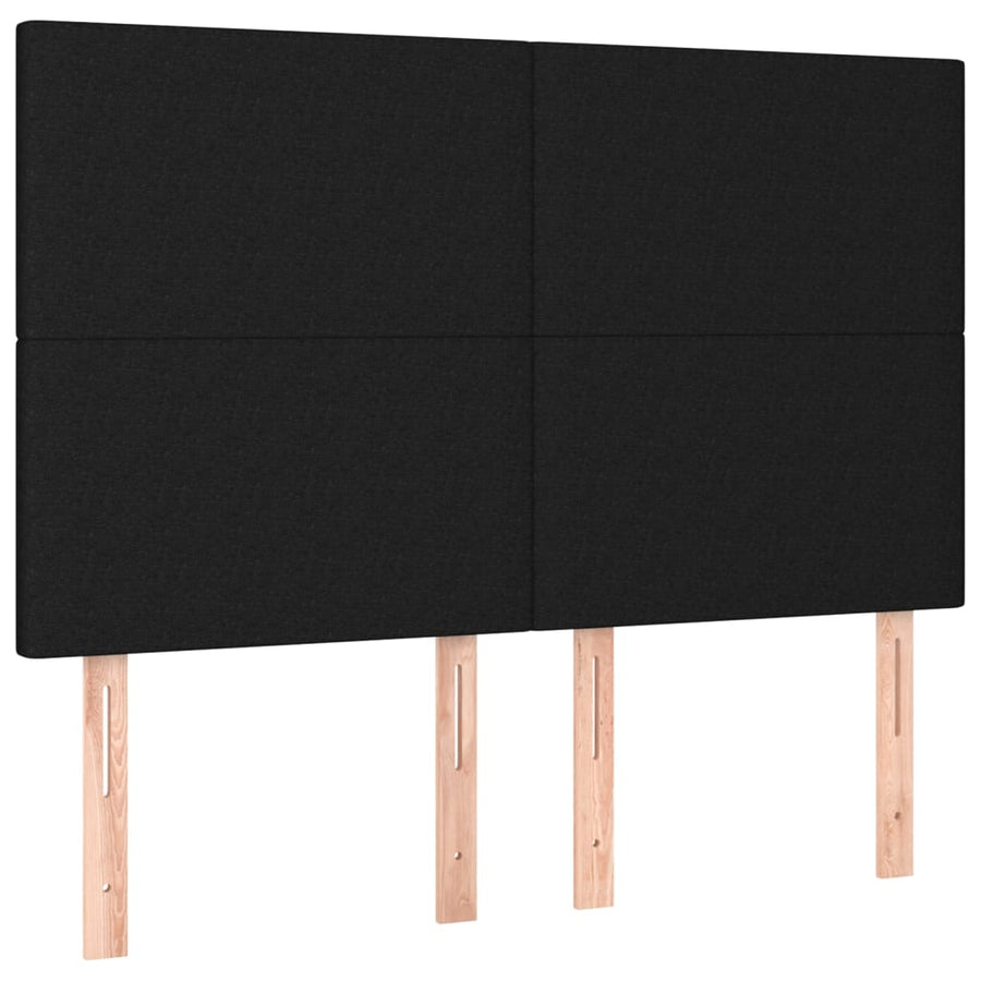 Boxspring met matras en LED stof zwart 140x190 cm 140 x 190 cm Effen ontwerp