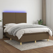 Boxspring 140x190 cm donkerbruin met matras en LED