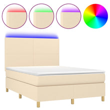 Boxspring met matras en LED stof crèmekleurig 140x190 cm 140 x 190 cm Crème