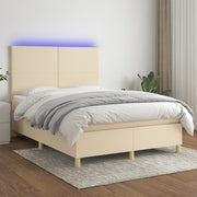 Boxspring 140x190 cm crèmekleurig met matras en LED