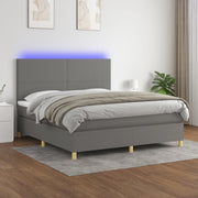 Boxspring 160x200 cm donkergrijs met matras en LED