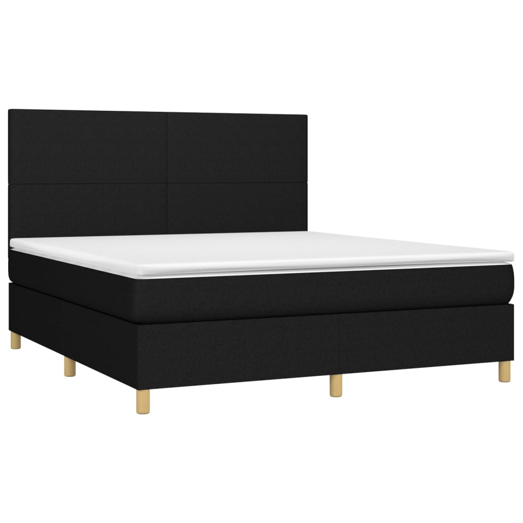 Boxspring Met Matras En Led Stof Zwart 160 x 200 cm Effen ontwerp