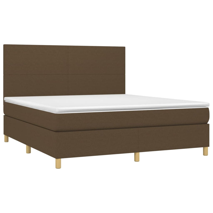 Boxspring Met Matras En Led Stof 180 x 200 cm Donkerbruin