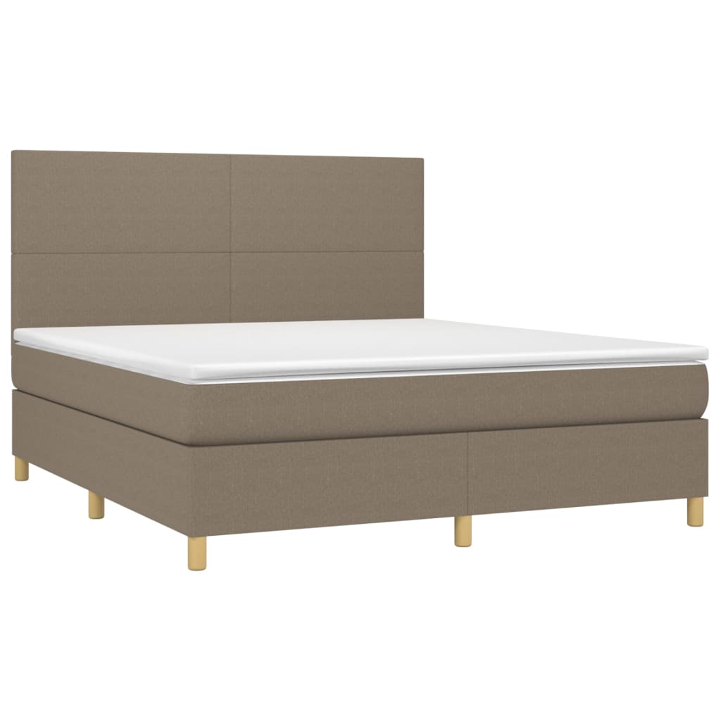 Boxspring Met Matras En Led Stof Taupe 180 x 200 cm Effen ontwerp