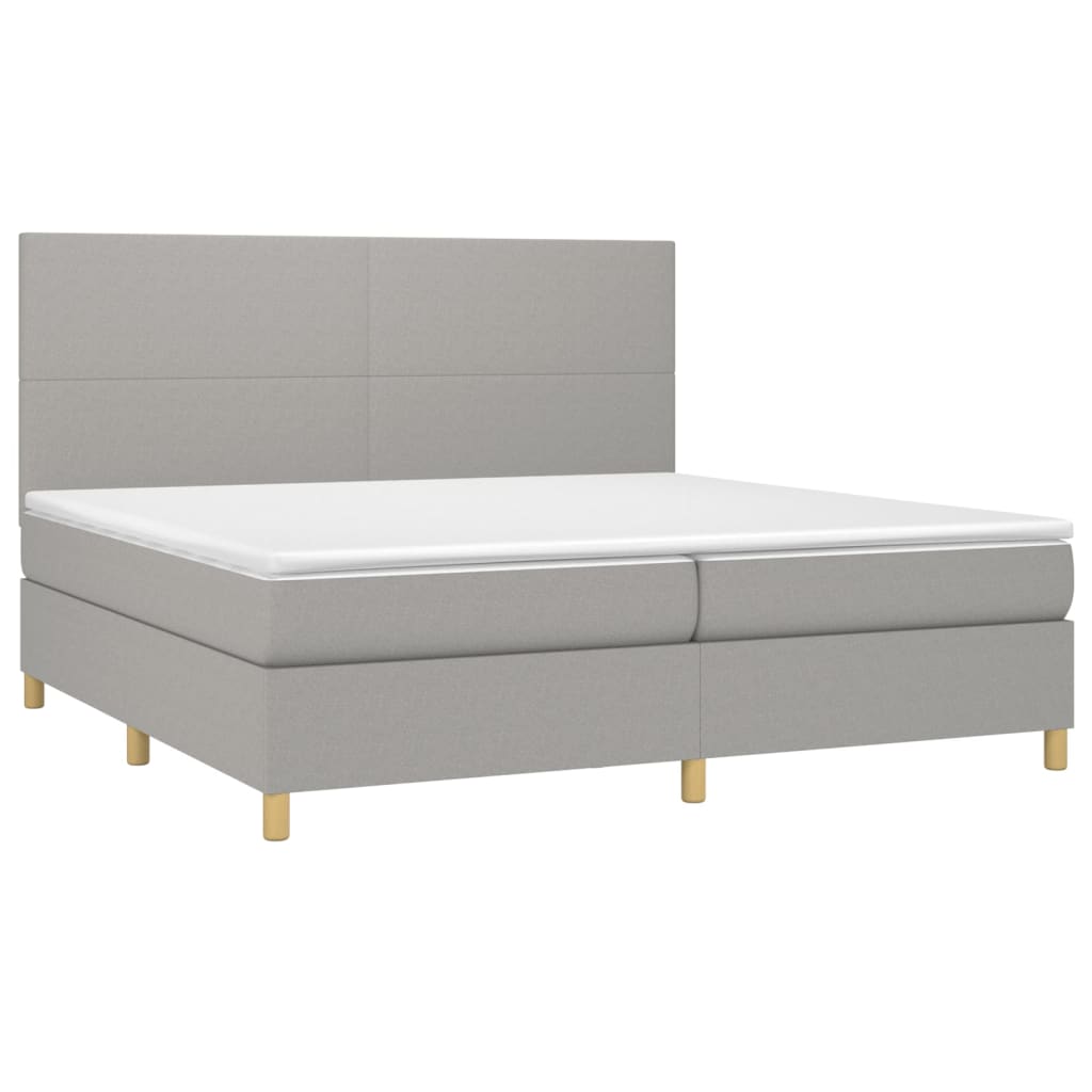 Boxspring Met Matras En Led Stof Lichtgrijs 200 x 200 cm Effen ontwerp