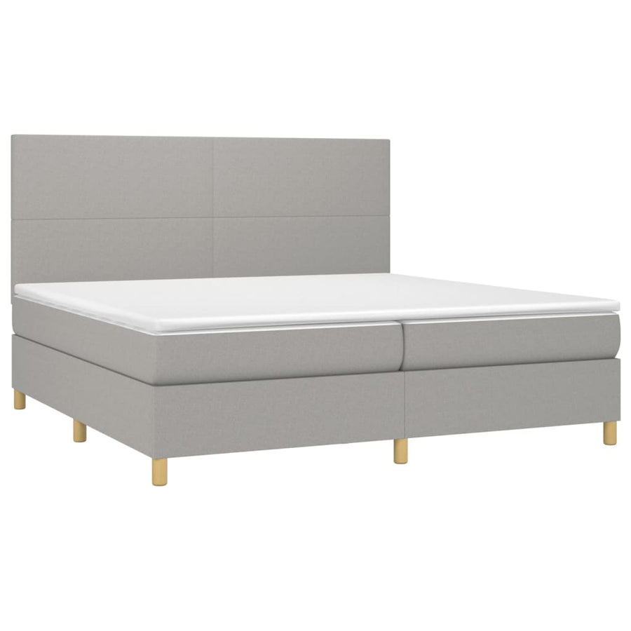 Boxspring Met Matras En Led Stof Lichtgrijs 200 x 200 cm Effen ontwerp