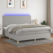 Boxspring 200x200 cm lichtgrijs met matras en LED