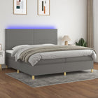 Boxspring 200x200 cm donkergrijs met matras en LED