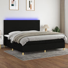 Boxspring met matras 200x200 cm zwart LED