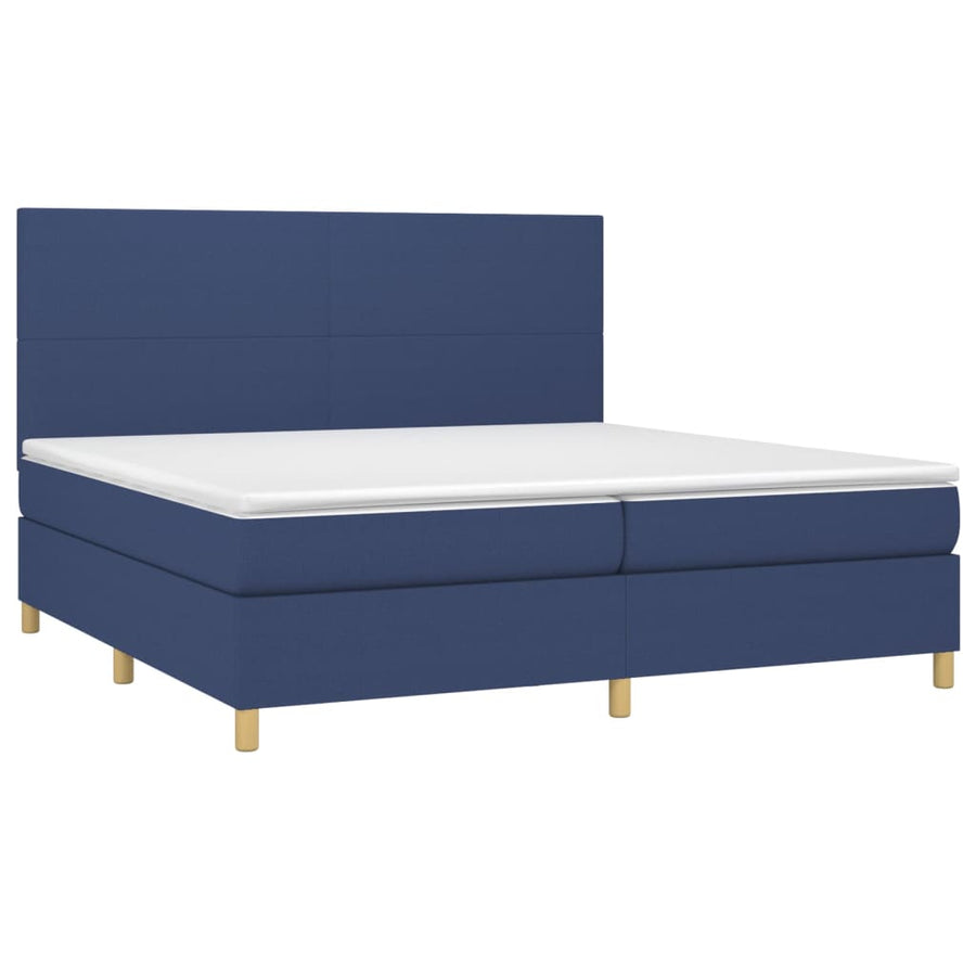Boxspring Met Matras En Led Stof Blauw 200 x 200 cm Effen ontwerp