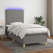 Boxspring met matras 90x200 cm donkergrijs LED