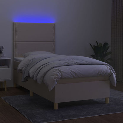 Boxspring met matras en LED stof crèmekleurig 80x200 cm 90 x 200 cm Crème