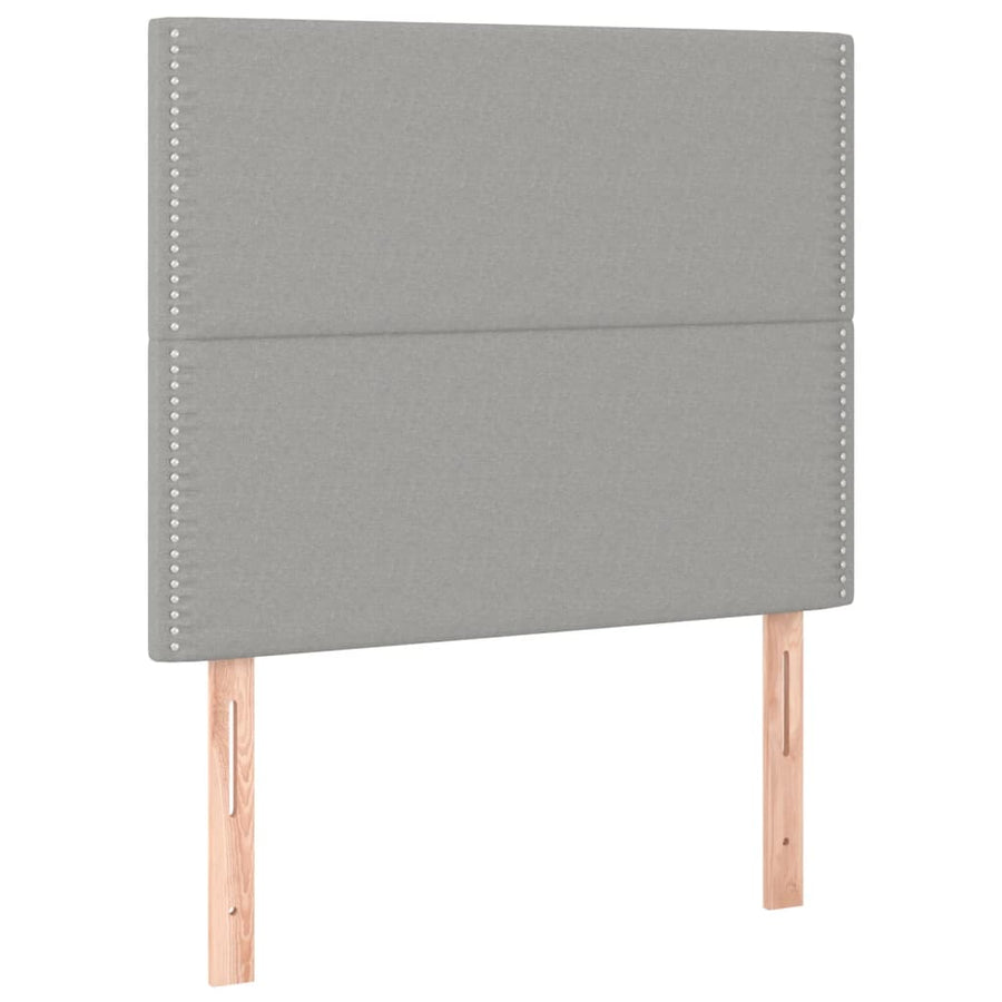 Boxspring Met Matras En Led Stof Lichtgrijs 100 x 200 cm Effen met spijkers