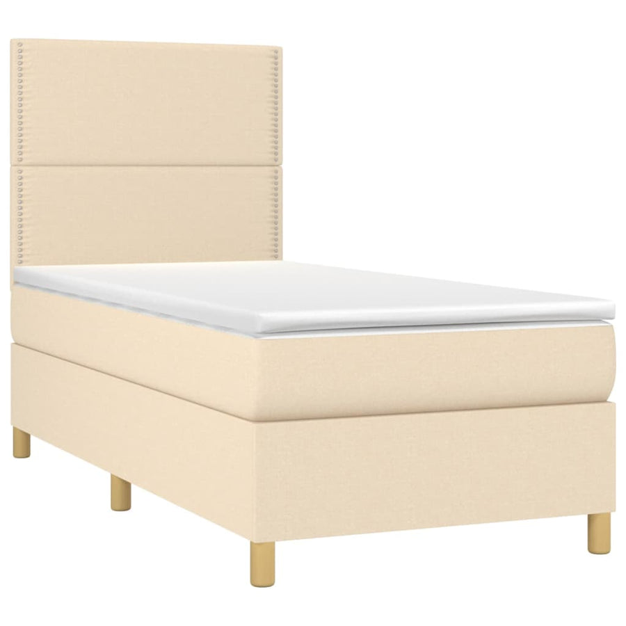 Boxspring met matras en LED stof crèmekleurig 100x200 cm 100 x 200 cm Crème