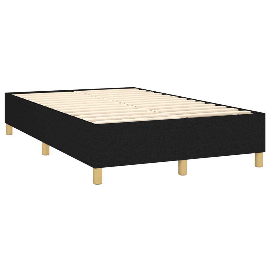 Boxspring Met Matras En Led Stof Zwart 120 x 200 cm Effen met spijkers