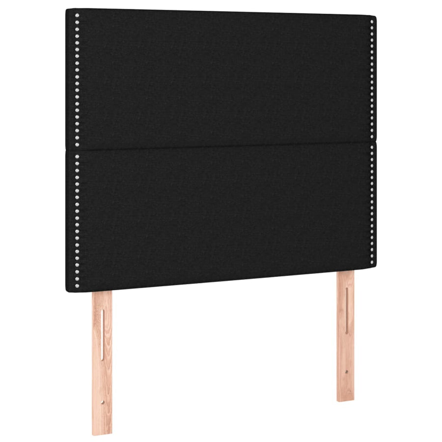 Boxspring Met Matras En Led Stof Zwart 120 x 200 cm Effen met spijkers