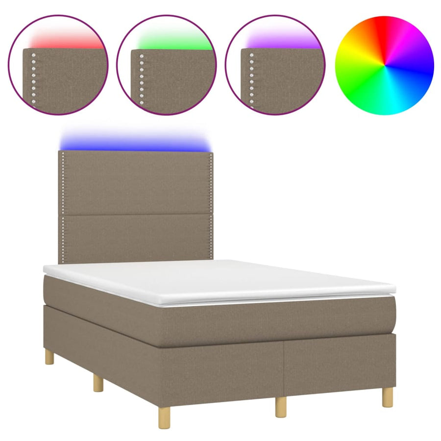 Boxspring met matras en LED stof taupe 120x200 cm 120 x 200 cm Taupe