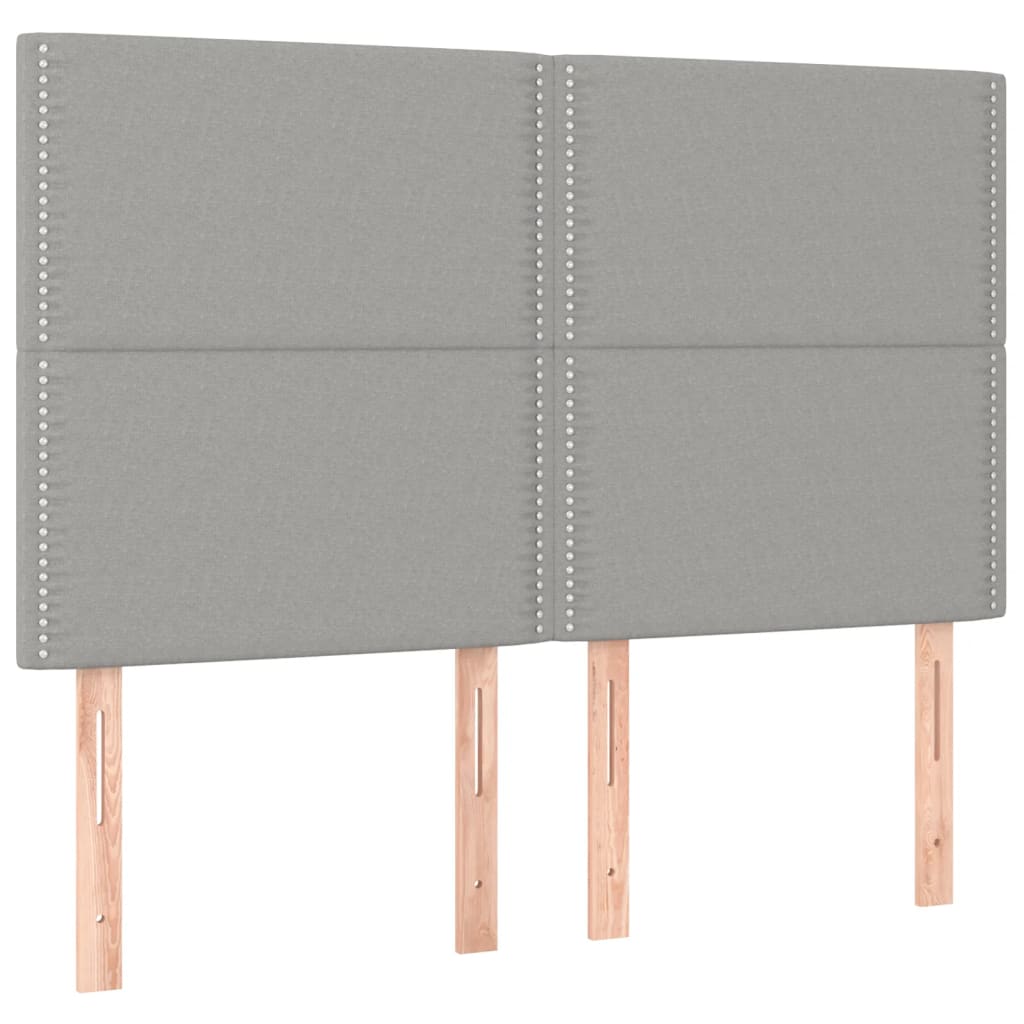 Boxspring Met Matras En Led Stof Lichtgrijs 140 x 190 cm Effen met spijkers