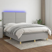 Boxspring 140x190 cm lichtgrijs met matras en LED