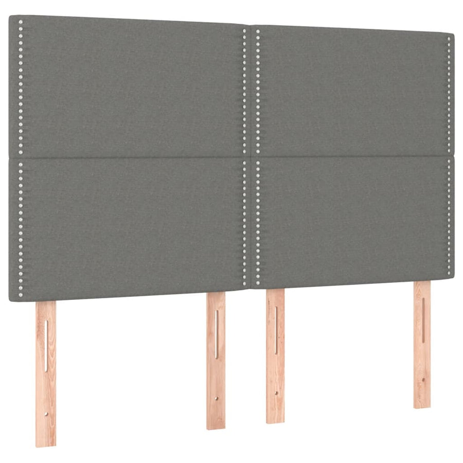 Boxspring Met Matras En Led Stof Donkergrijs 140 x 190 cm Effen met spijkers