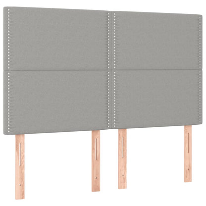 Boxspring Met Matras En Led Stof Lichtgrijs 140 x 200 cm Effen met spijkers