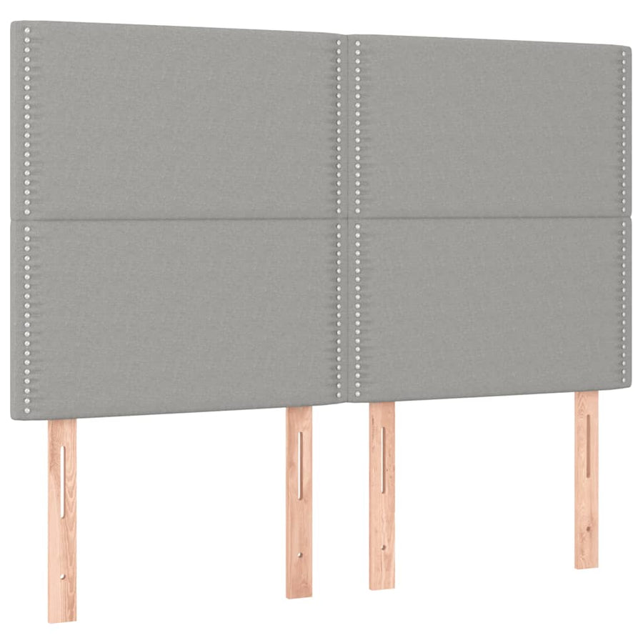 Boxspring Met Matras En Led Stof Lichtgrijs 140 x 200 cm Effen met spijkers