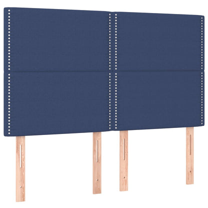 Boxspring Met Matras En Led Stof Blauw 140 x 200 cm Effen met spijkers